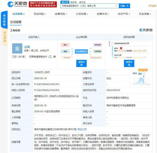 網(wǎng)易有道江蘇新公司成立，注冊資本1億發(fā)力軟件開發(fā)